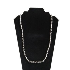 White with Black Dots Plastic Beaded Long Length Lightweight Fashion Necklace